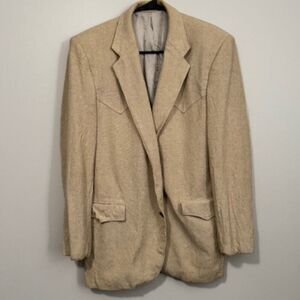 USED Men's Circle S Long Sleeve Suit Jacket Color Tan Size 42R